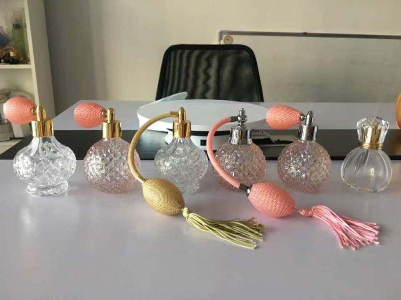 Empty 80ml Clear Crystal Vintage Perfume Bottle Sprayer Pump Gold Long Spray Tassels Perfume Atomizer Pump Refillable Bottles