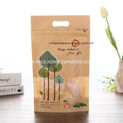 Brownpaper/Pet/PE Flat-Bottom Paper Packaging Plastic Food Bag with Zipper