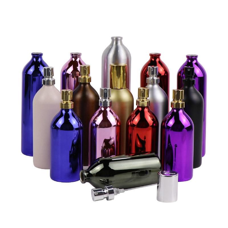 Electroplating Aluminium Bottle for Perfume Packaging with Crimp Sprayer