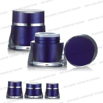 Blue Color Fancy Skin Care Cream Jar Double Wall Acrylic Jar