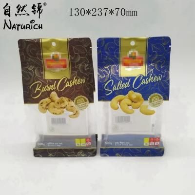 Flat Bottom Plastic Zipper 500g Cashew Nuts Packaging Bags