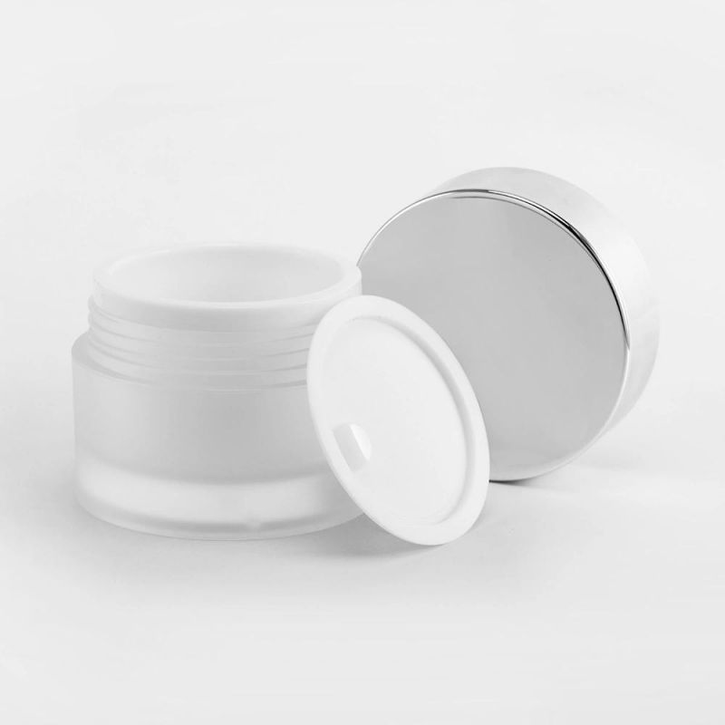 Factory Clear Empty Skincare Packaging Wholesale 50g Transparent Acrylic Cream Jar with Metalized Cap