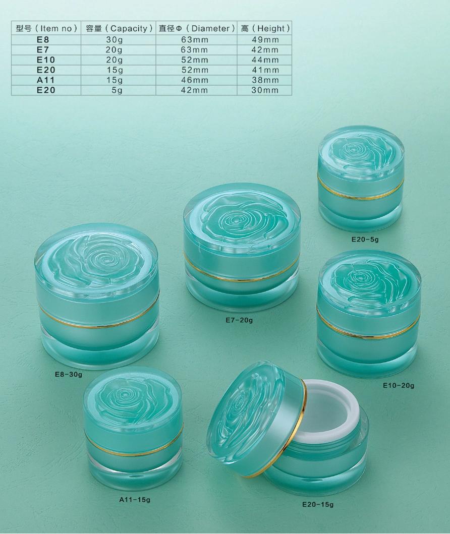 5g 10g 15g 20g 30g Acrylic Plastic Cream Jar for Skin Care with Rose Lid