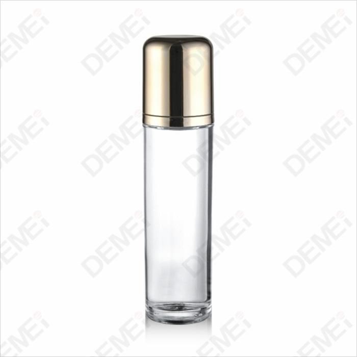 40/100/120ml 50g Cosmetic Skin Care Packaging Clear Toner Lotion Glass Bottle and Cream Jar with Gold ABS Cap