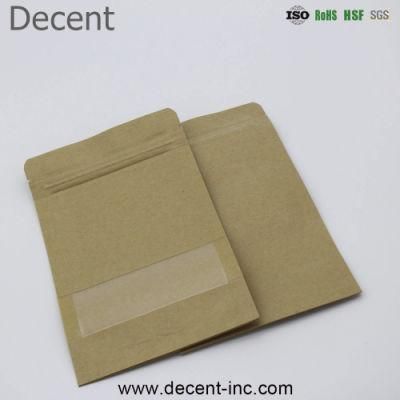 China Supplier Aluminized Stand up Snack Food Packaging Three Side Sealed Kraft Paper Bag