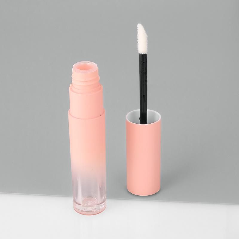 Super Lovely High Quality 5ml Pink Gradient Empty Plastic Lip Gloss Packaging Custom Top Lip Gloss Tubes with Nude Pink Wands