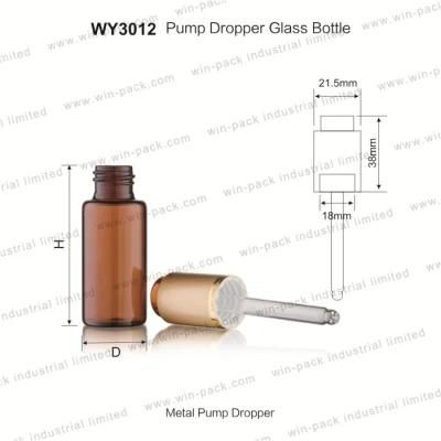 Best Selling 10 Ml Amber Glass Dropper Bottles with Embossing Metal Cap