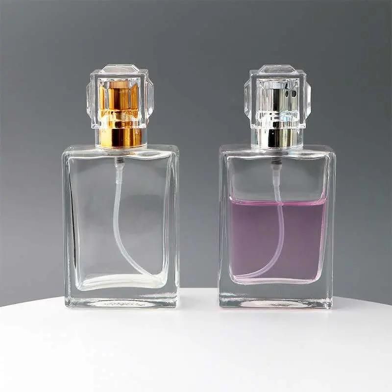 30ml 1oz Clear Refillable Perfume Bottle Portable Square Empty Glass Perfume Atomizer Bottle