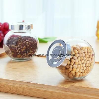 50ml 180ml 380ml 480ml&#160; Dacetedd Round Glass Storage Spice Jar with Lid