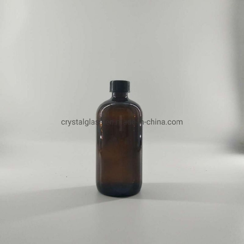 500ml 16oz Cobalt Blue Glass Boston Bottle with Golden Lid for Beverage or Medicine Liquor