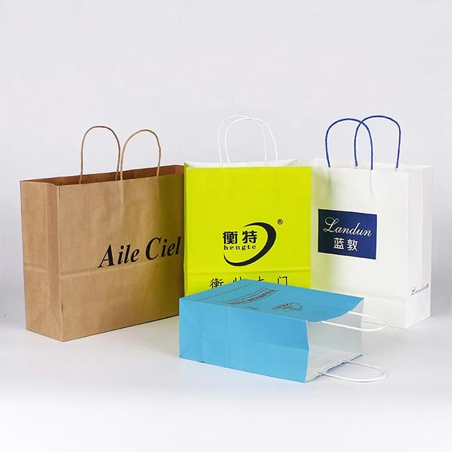 Customized Colorful White Kraft Paper Bag for Garment Shopping