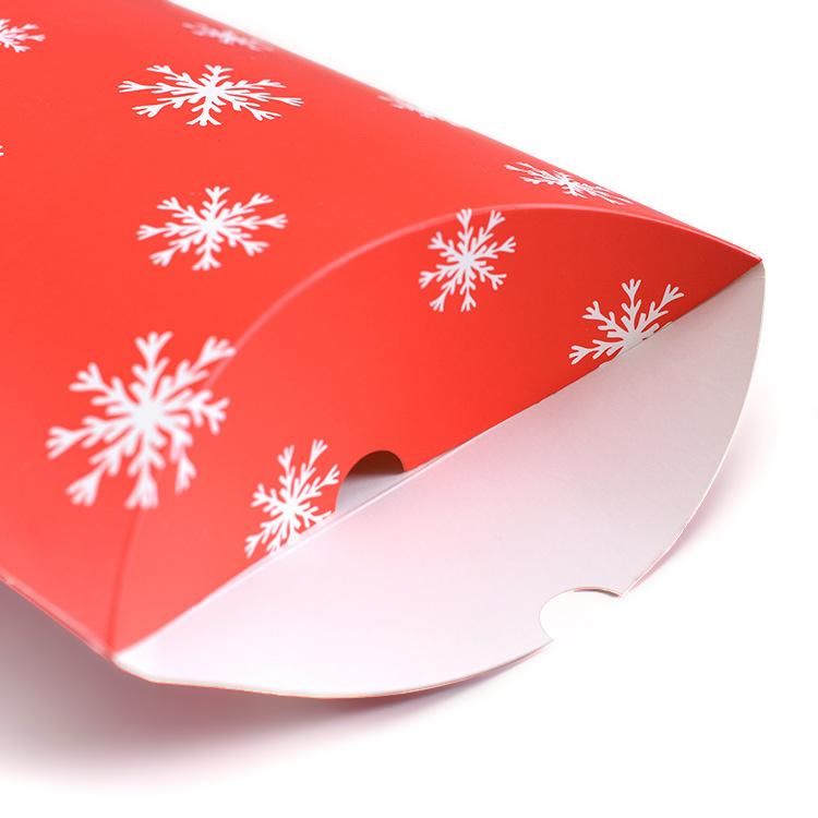 Wholesale Custom Size Snowflake Festival Gifts Packaging Christmas Candy Cardboard Pillow Box