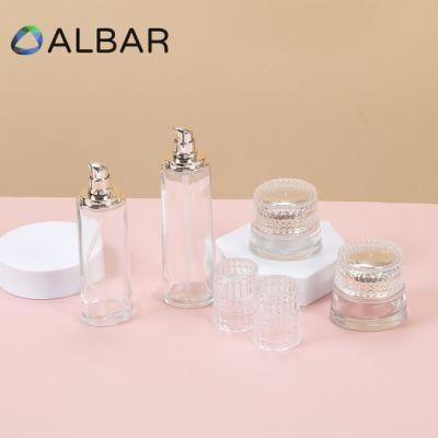 High Quality Oval Cylinder Transparent Glass Bottles for Cosmetics and Skincare