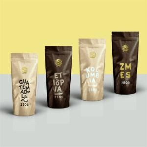 Custom Printed Digital Coffee Bag Ziplock White Stand up Coffee Bag