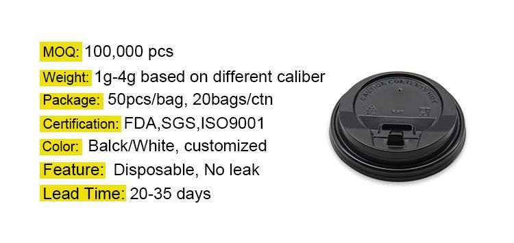 Custom Disposable Cap Hot Drink/ Bowl/ Coffee Plastic Lid with FDA, SGS, ISO9001