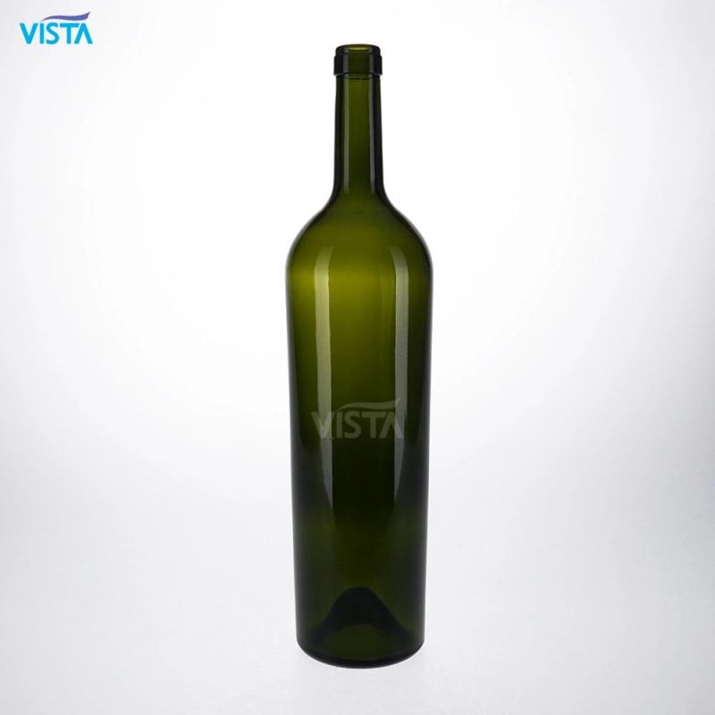 1750ml Antique Green Wine Glass Bottle with Cork Cap