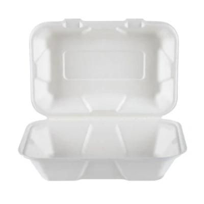 Disposable Bagasse Sugarcane Clamshell Box Biodegradable Food Packaging