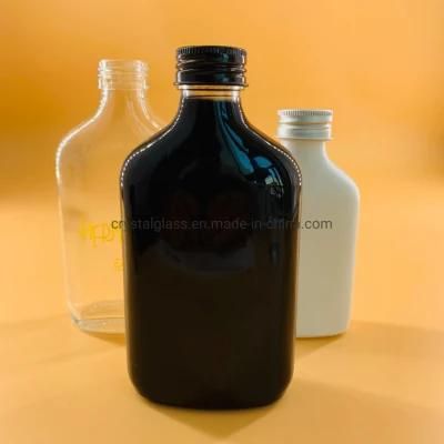 200ml Matte Black or Clear or Customized Color Spray Glass Flask Bottle with Lid