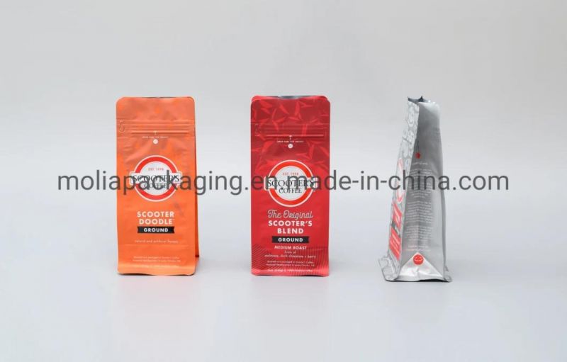 Customized Logo Printed 250g Reclosable Mylar Foil Ziplock Bags Stand up Coffee Pouches Bulk Food Storage Coffee Zipper Bags