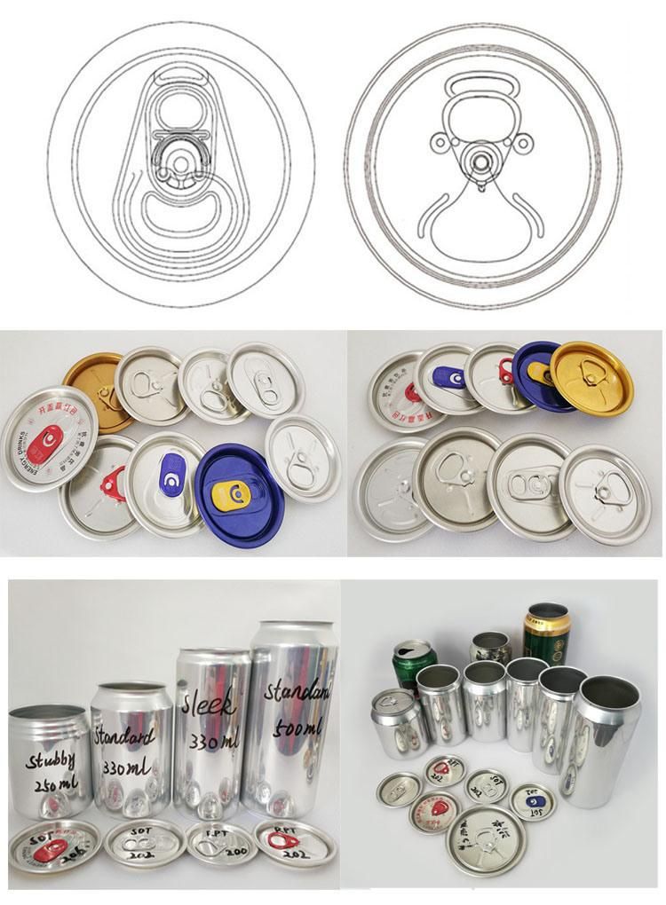 Two-Piece Aluminum Soda Can Ring Pull Tab Lid End