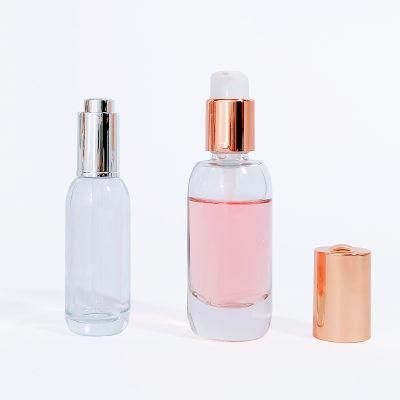 Custom Facial Essential Oil Cosmetic Skincare Serum Glass Gold Sliver Push Button Dropper Bottle