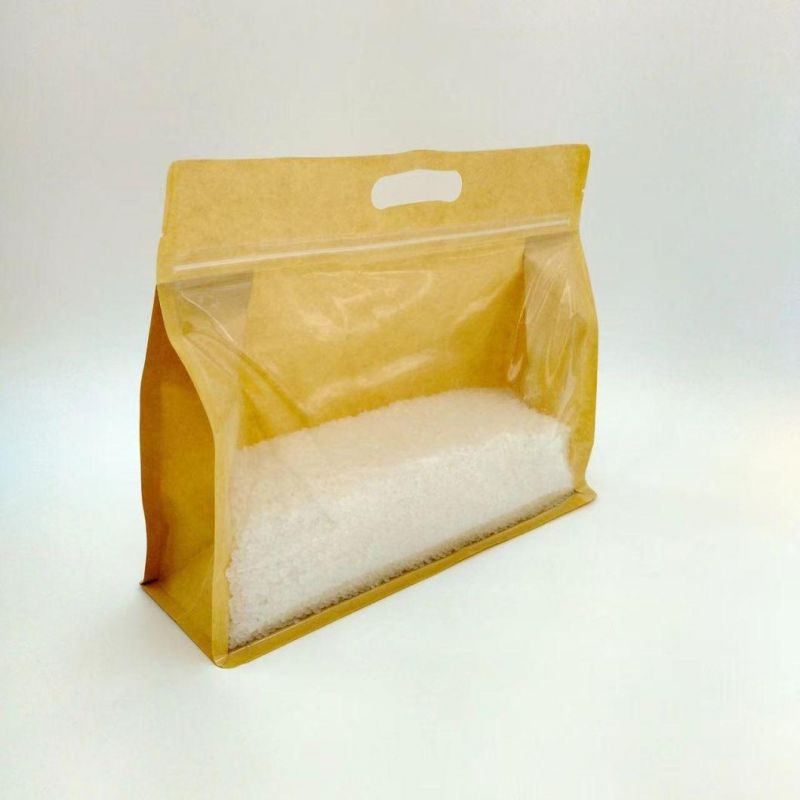 Custom Kraft Paper Bag with Clear Front and Handle