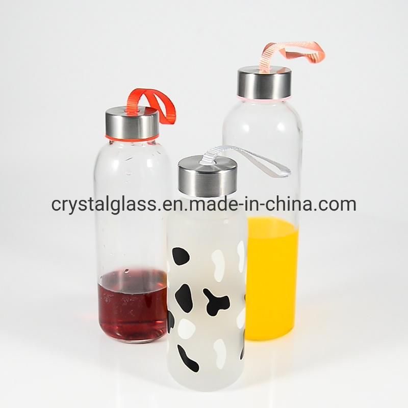 500ml 600ml 750ml Flint Glass Beverage Juice Bottle with Sleeve & Metal Cap