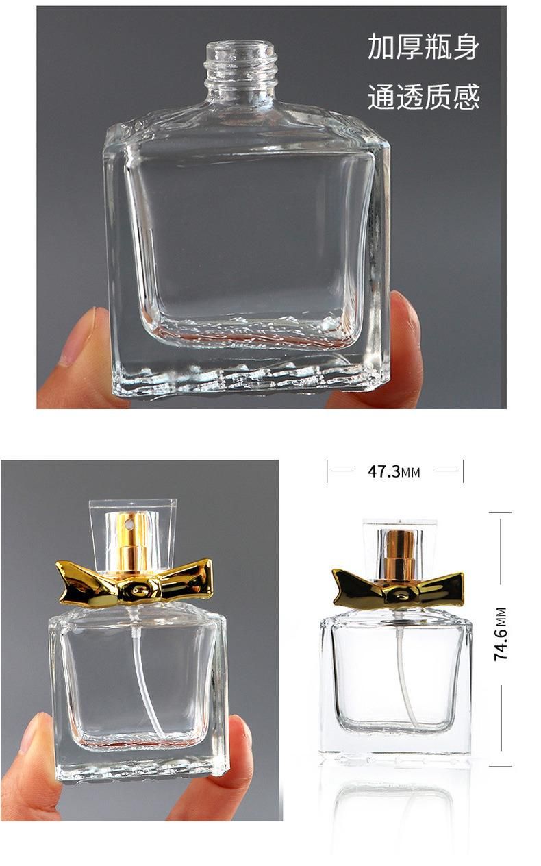 30ml Bowknot Glass Spray Perfume Bottle Refillable Empty Bottle Gold Silver Automizer