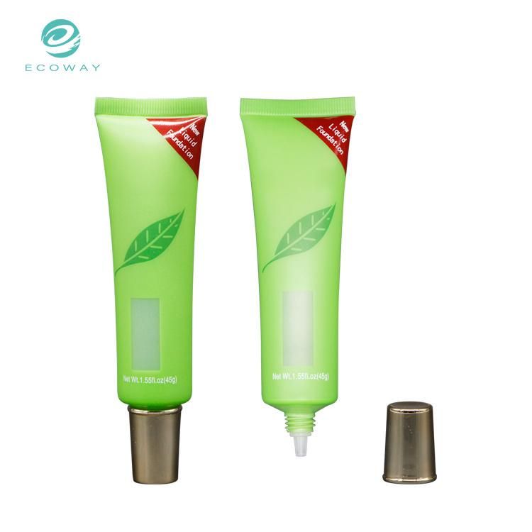 Factory Price Empty Green Round Liquid Foundation Cosmetic Packaging Tube with Needle Nose