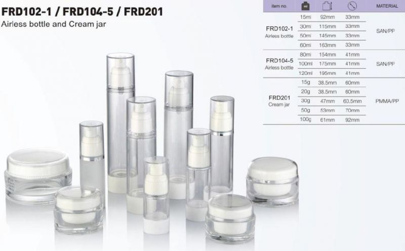 15ml 30ml 50ml 60ml High-End Low Price Plastic Cosmetic Packaging Acrylic Airless Lotion Perfume Bottles for Cosmetics