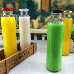 350ml Customized Sizes Glass Water Bottles with Metal Lids High Transparency Glassware