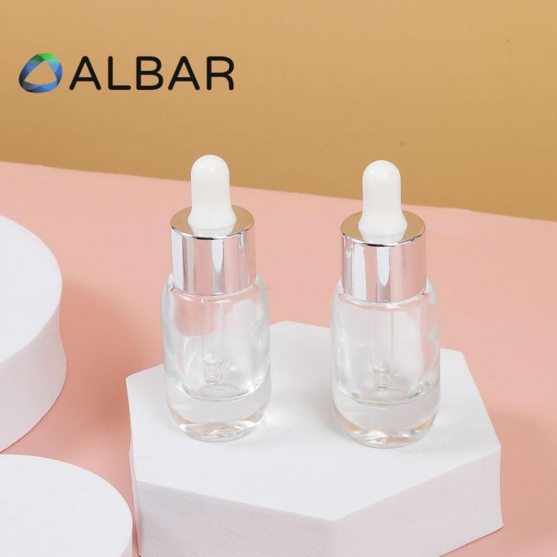 Round and Thick Base Light Clear Press Pump Glass Bottles for Men and Women Skin Care