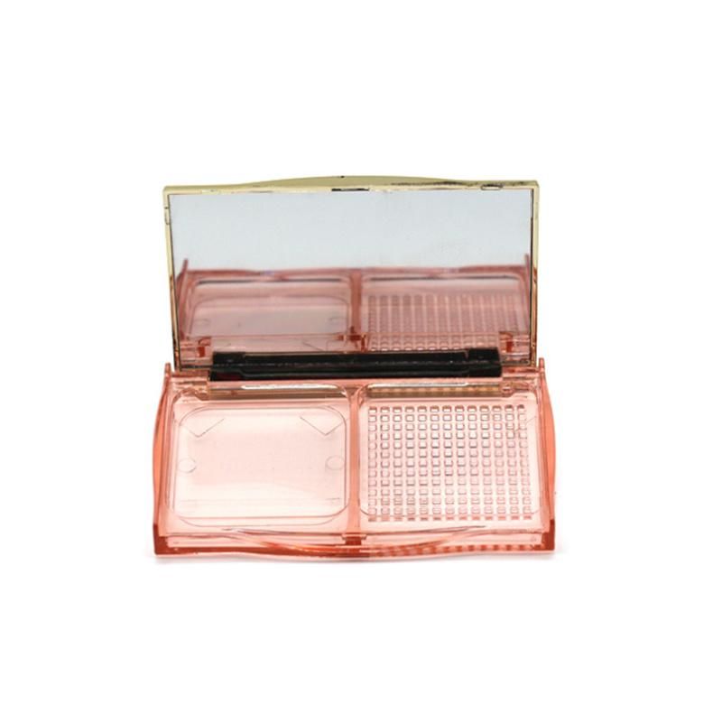 Empty Luxury Gold Plastic Compact Powder Case with Mirror Custom Rectangle Wholesale Cosmetic Powder Container