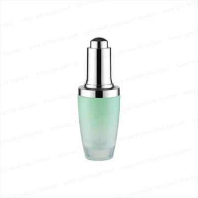 Milk White Serum Glass Bottle Fat 30ml Cosmetic Dropper Bottle Shiny Gold Alum Collar Press Button Container