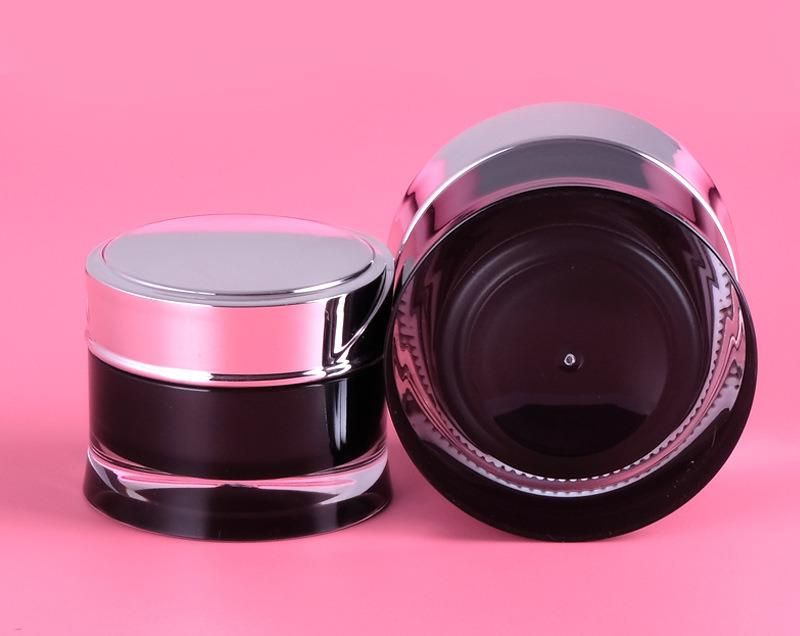 30g 50g Luxury Black Acrylic Plastic Cream Jar for Skin Care