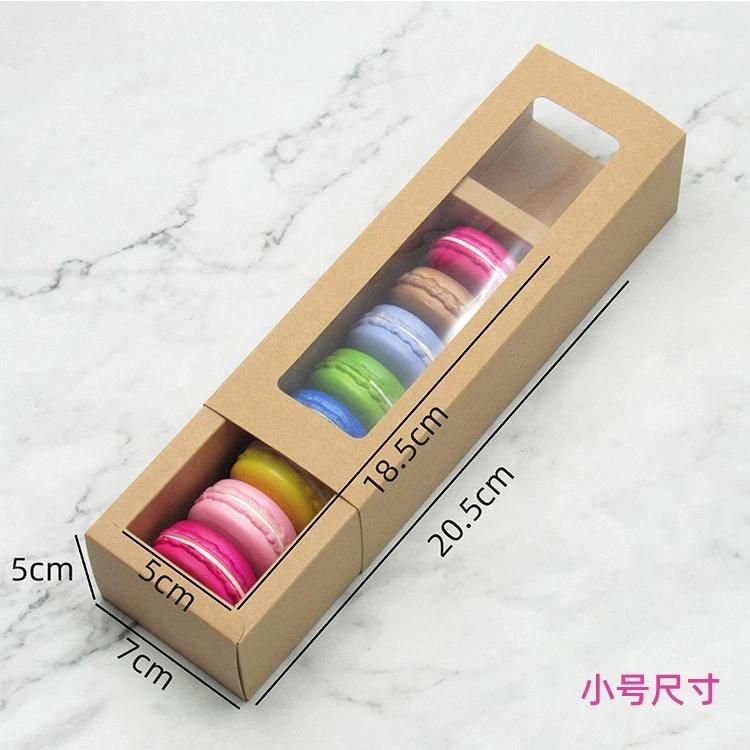 Custom Logo One Piece Packed in Flat Cavity Individual Paper Box Cake Macaron Cupcake Mousse Puff Basque Box Packaging with Clear Window