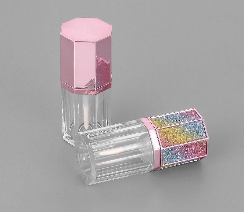 Popular Unique Lip Gloss Tubes Clear Octangle Colorful Lid Liquid Lipstick Packaging Cosmetic Liptint Container Wholesales