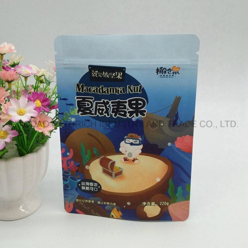 Customized Mylar Nut Packing Bag with Zipper 300g Hazelnut/Akmond/Macadamia/Pecan/Hawaii Nut