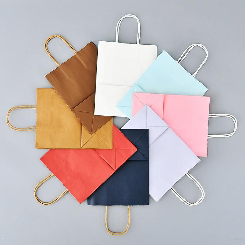 Cheap Wholesale Plain Recycle Brown Paper Twisted Handle Kraft Paper Grocery Shopping Foldable Bag
