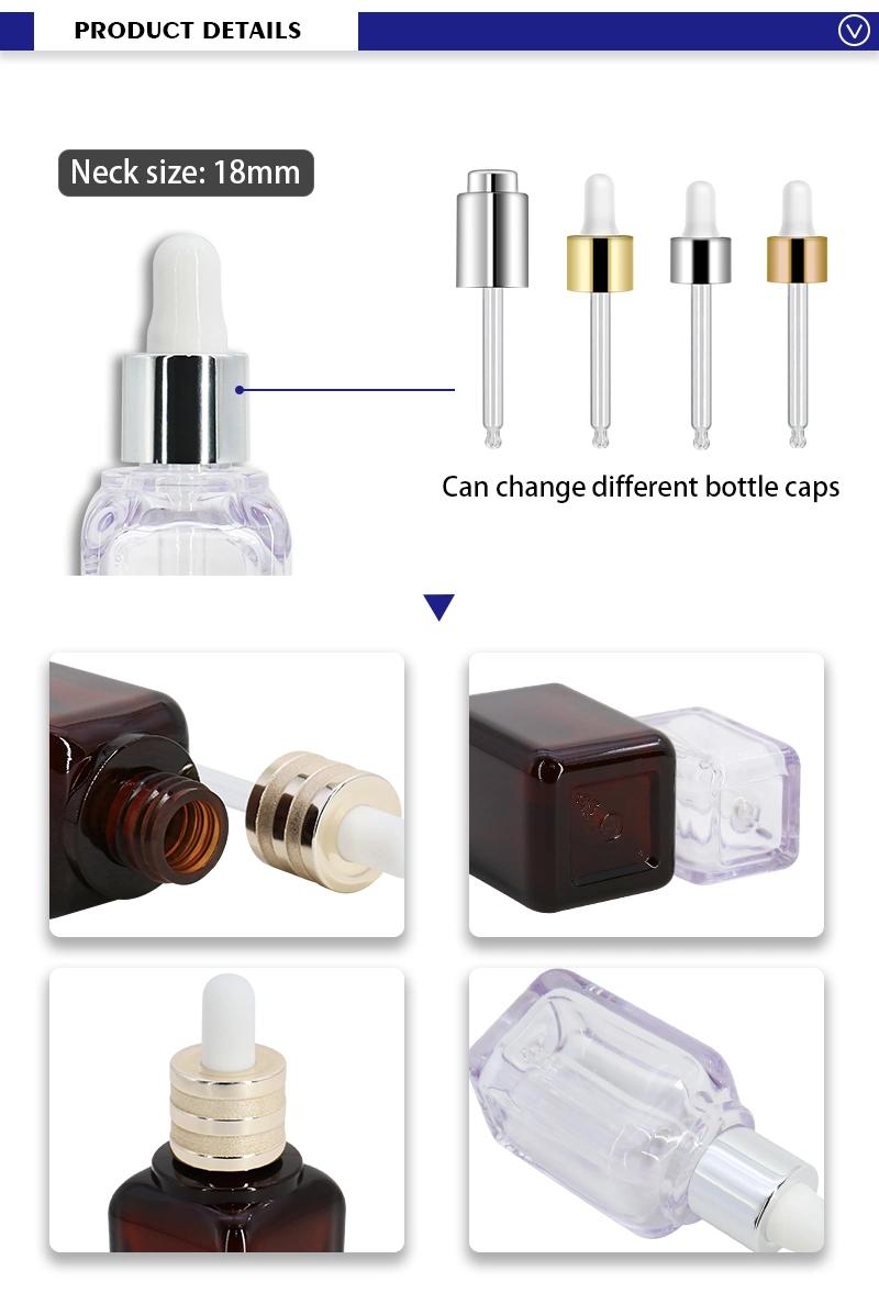 OEM 30ml 50ml Brown Transparent Plastic Oil Dropper Bottle