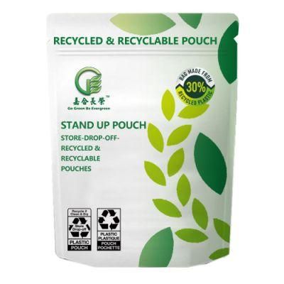 Recyclable Material Plastic Pouch PE/PE Clear Window Zipper Top Organic Food Dried Fruits Figs Snack Packaging Bag