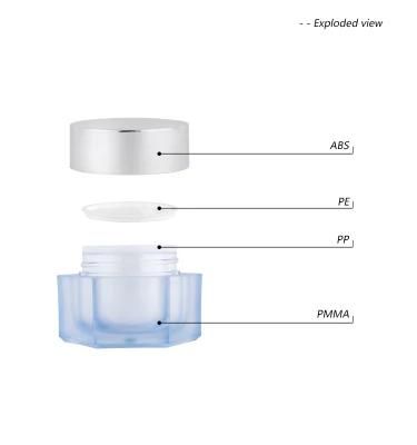 30g 50g Hexagon Acrylic Cream Cosmetic Jar Skin Care Packaging