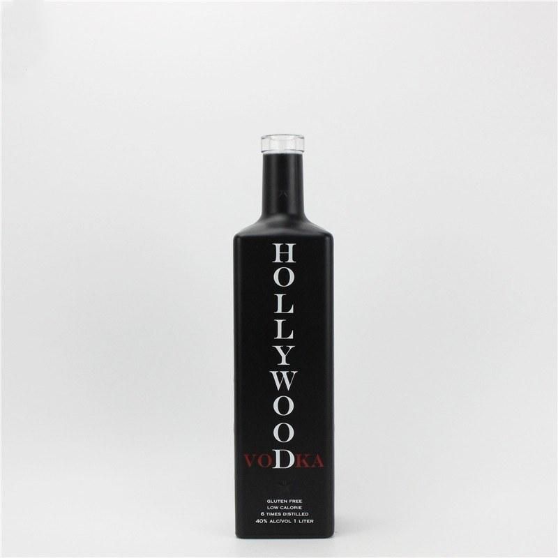 High Quality 500ml 750ml 1000ml Black Super Flint Glass Liquor Spirits Brandy Bottles