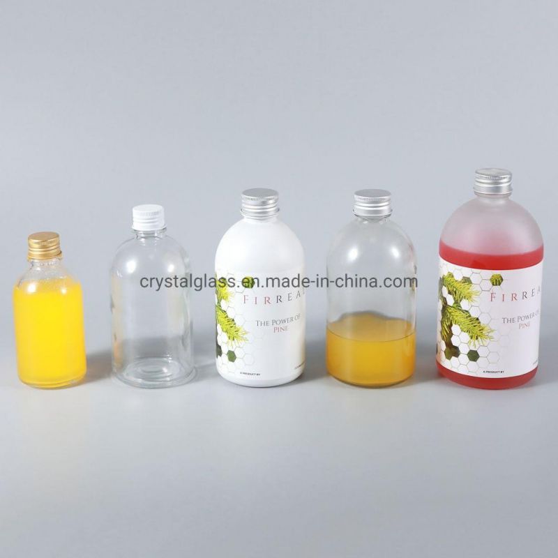 Customized Glass Beverage Juice Drinking Bottle with Aluminium Cap 150ml 250ml 350ml 500ml