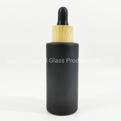 20ml Essential Oil Black Glass Bottle with Wood Grain Dropper Cap