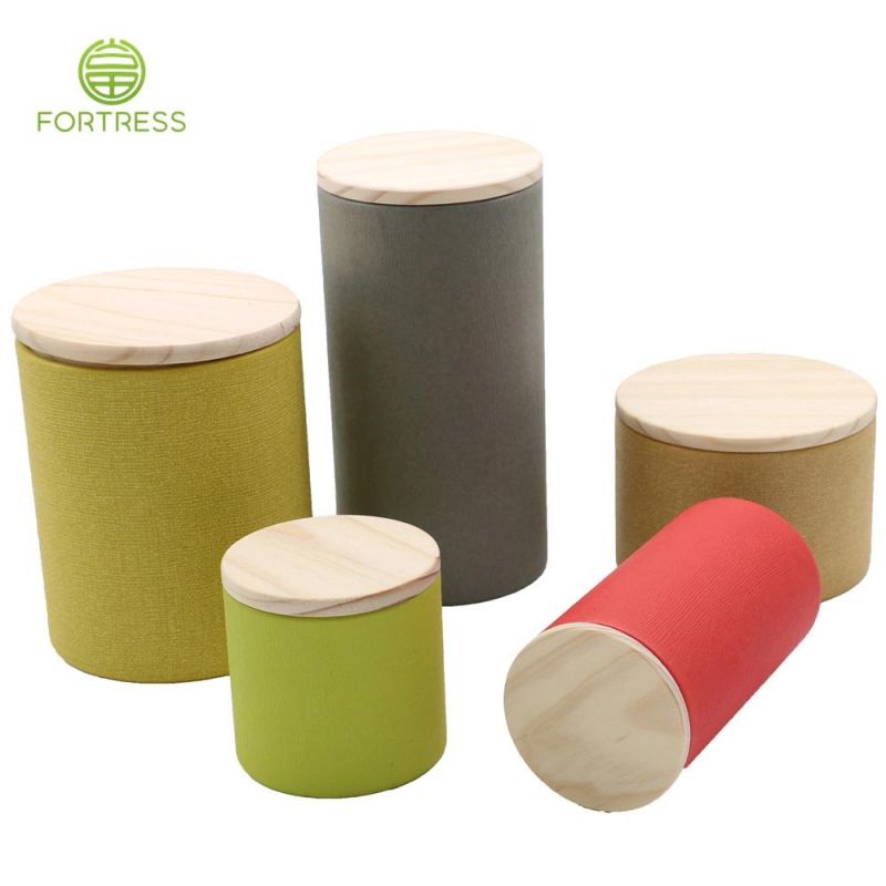 Custom Foil Paper Food Grade Paper Tube with Wood Lid