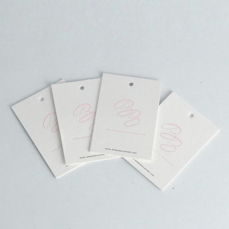 1mm 1000GSM Thick Paper Pink Logo Debossed 4*4cm Hangtag