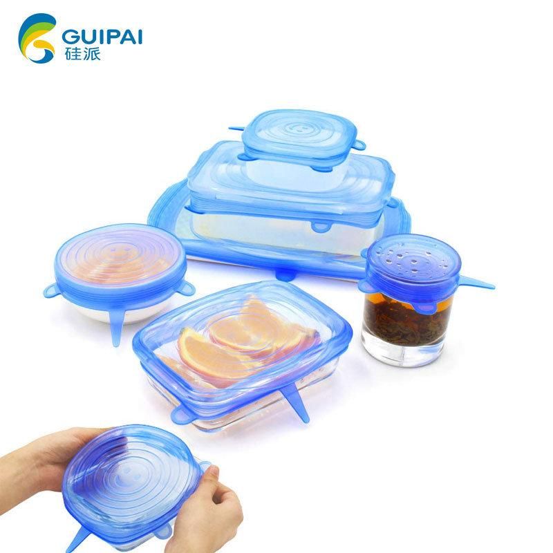 Kitchenware Durable 6 Packs Leakproof Kitchen Tool Food Cover Silicone Stretch Seal Lids