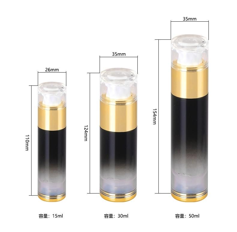 High Quality 15ml 30ml 50ml Empty Black Plastic Cosmetic Lotion Serum Bottle Sets