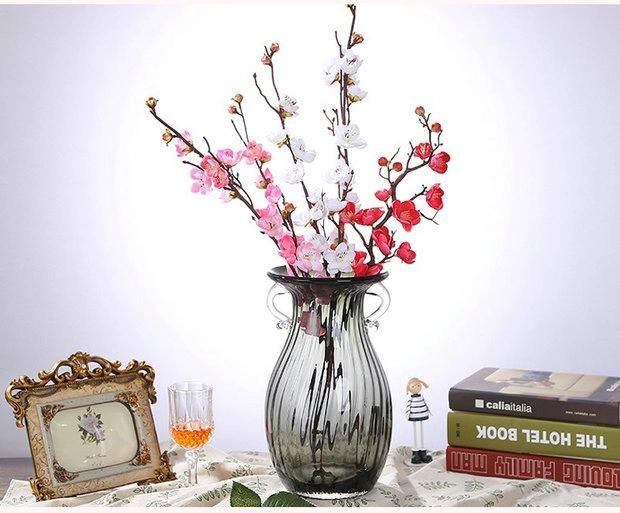 22*12cm Beautiful Glass Vase with Two Handle for Big Bunch of Flowers